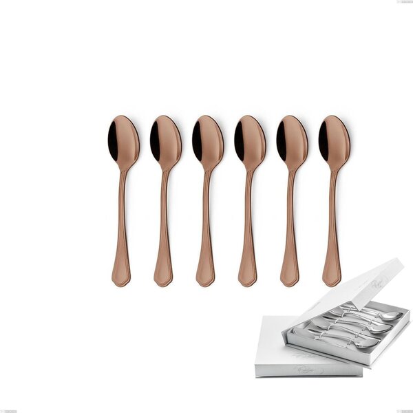 Domus Chocolate 6 Coffee Spoon Set in Book-style Box, 18/10 Stainless Steel, 3 mm Thickness