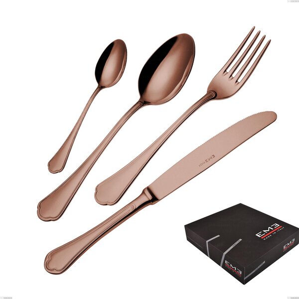 Domus Chocolate 49 Pieces Cutlery Set in Gift Packaging, 18/10 Stainless Steel, 3 mm Thickness