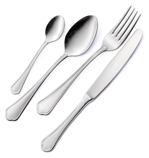 Domus Silver 51-Piece Cutlery Set in Canteen Box, 18/10 Stainless Steel, 3 mm Thickness