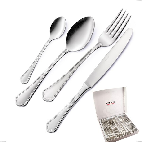 Domus Silver 24 Piece Cutlery Set in Case, 18/10 Stainless Steel, 3 mm Thickness