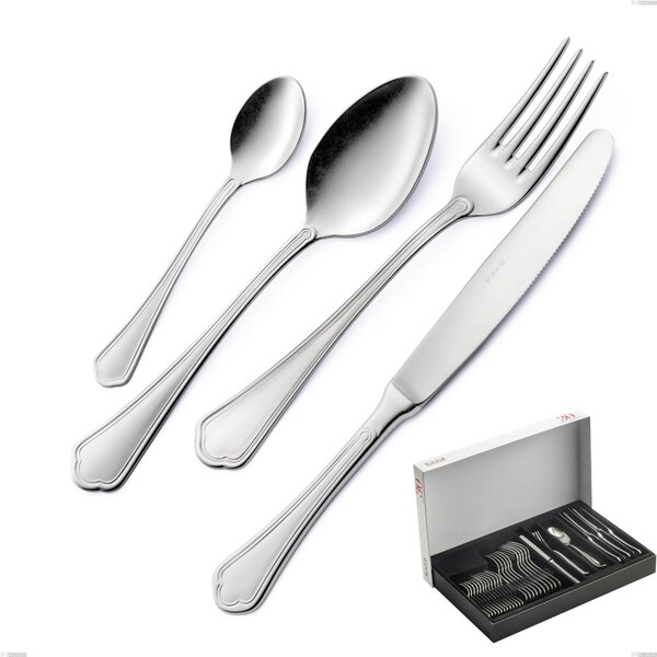 Domus Silver 30-piece Cutlery Set in Panoramic Packaging, 18/10 Stainless Steel, 3mm Thickness