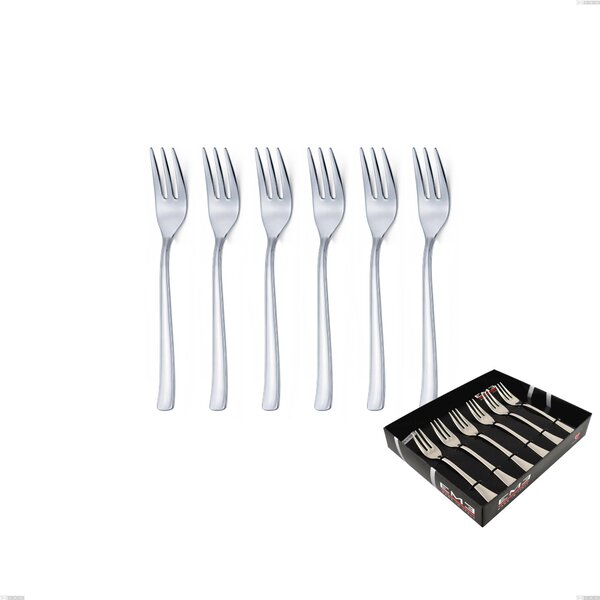 Duna Dessert Fork Set of 6 in Showcase Packaging, Polished Stainless Steel (Aisi 304)