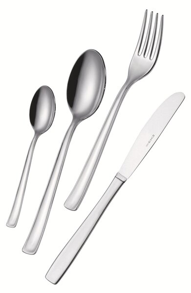 DUNA Cutlery Set 24 Pieces 6 Table Settings Stainless Steel 18.10 (AISI 304) Polished Finish Thickness 2 mm