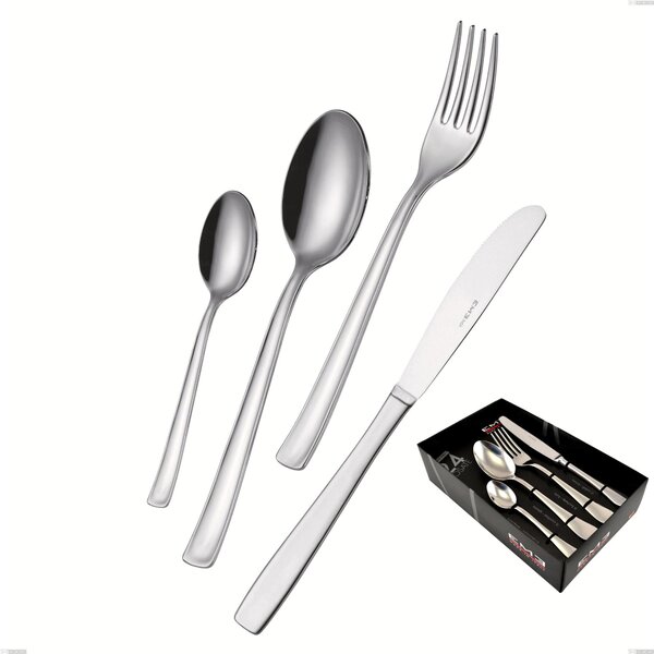 DUNA Cutlery Set 24 Pieces 6 Table Settings Stainless Steel 18.10 (AISI 304) Polished Finish Thickness 2 mm