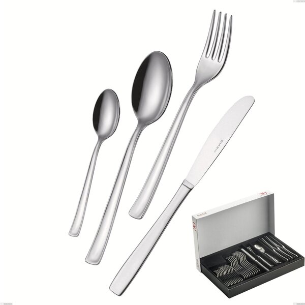 Duna 30-piece cutlery set in panoramic packaging with economical knife, Polished stainless steel (Aisi 304)