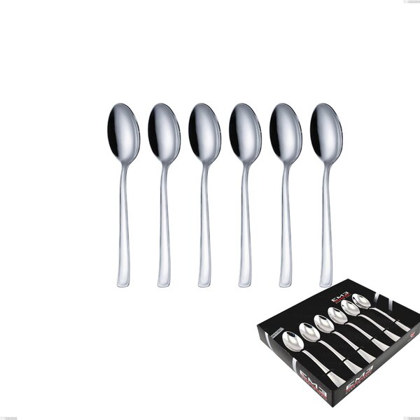 Duna Set of 6 Coffee Spoons in Showcase Packaging, Polished Stainless Steel (Aisi 304)
