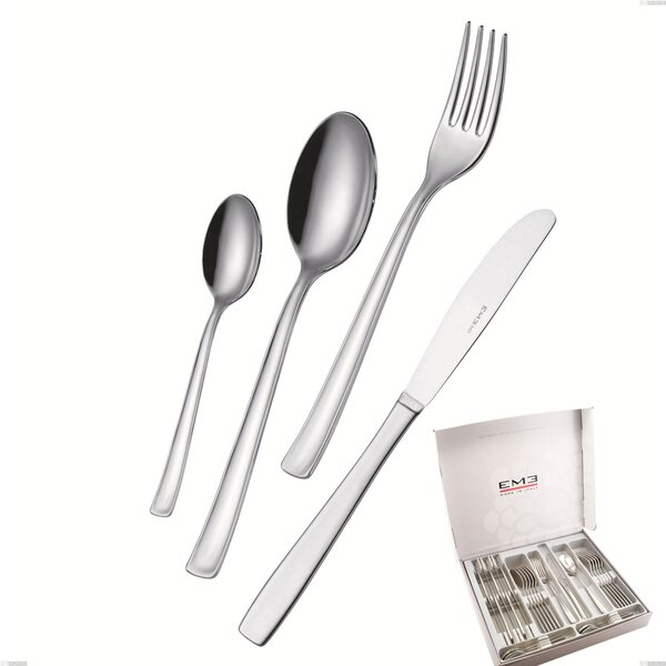 Duna 24 Piece Cutlery Set in Gift Box, Economic Knife, Polished Stainless Steel (Aisi 304)
