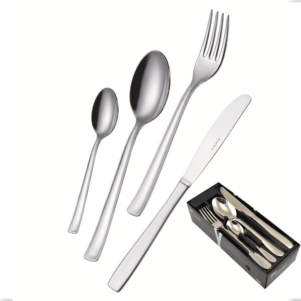 Duna 24-piece cutlery set in space-saving packaging, economical knife, polished stainless steel (Aisi 304)