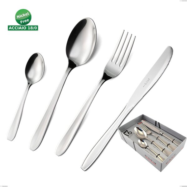 16 Piece Eco Cutlery Set in Display Case with Eco Nomical Knife, Aisi 430 Stainless Steel Nickel Free Polished Cutlery, 1.5 mm Thickness eco
