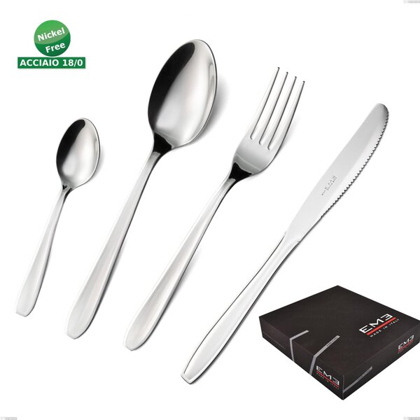 49-Piece Eco Cutlery Set in Gift Box, Eco Nomico Knife, Nickel-Free AISI 430 Stainless Steel Polished Cutlery, 1.5 mm Thickness eco