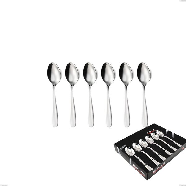 Set of 6 Eco Coffee Spoons in Display Packaging, Stainless Steel Aisi 430 Nickel Free Polished Cutlery, 1.5 mm Thickness eco