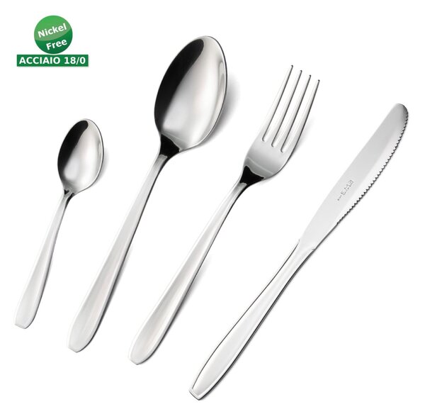ECO 24 Piece Cutlery Set in 18/C Mirror Polished Stainless Steel 1.5 mm Thick Nickel Free