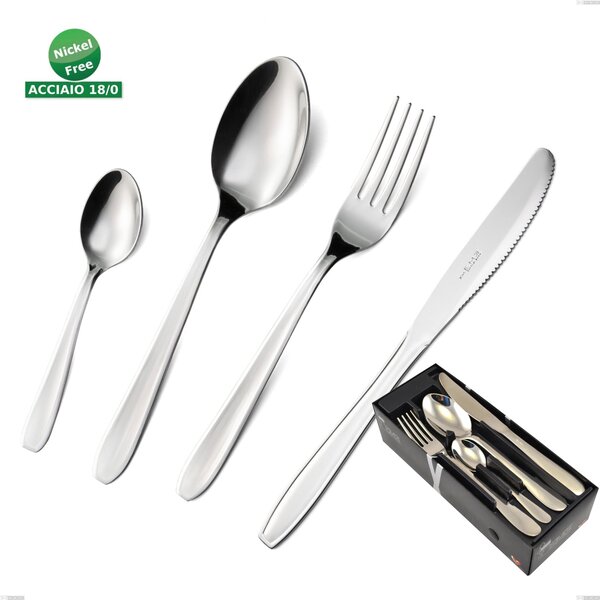 ECO 24 Piece Cutlery Set in 18/C Mirror Polished Stainless Steel 1.5 mm Thick Nickel Free