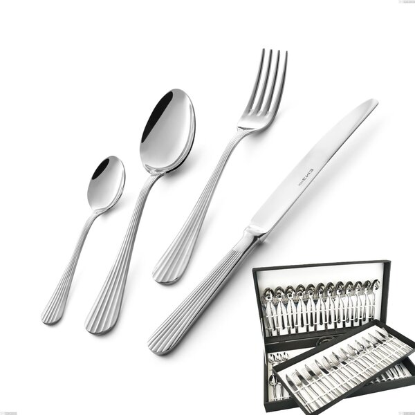Eden 75 Piece Cutlery Set in Gift Case with Hollow Handle Knife, Stainless Steel 18.10 (AISI304), Thickness 3.0 mm