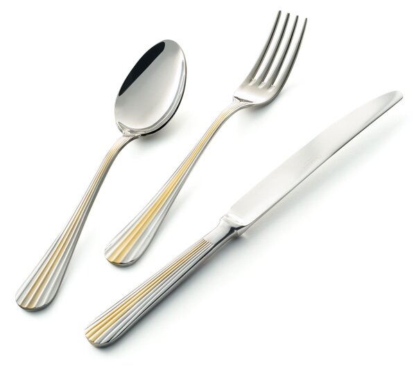 EDEN ORO Cutlery Set 24 Pieces in 18/10 Stainless Steel Mirror Polished 3 mm Thickness in Showcase Box