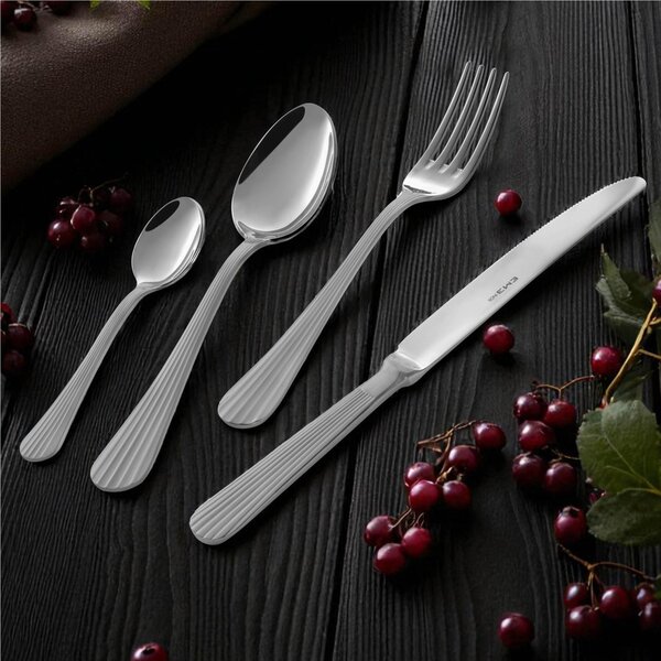 24-Piece Eden Twin Cutlery Set in Showcase Packaging, Satin Handle, 18.10 Stainless Steel (AISI304), 3.00 mm Thickness, TWING Line Half Satin Half Polished Steel