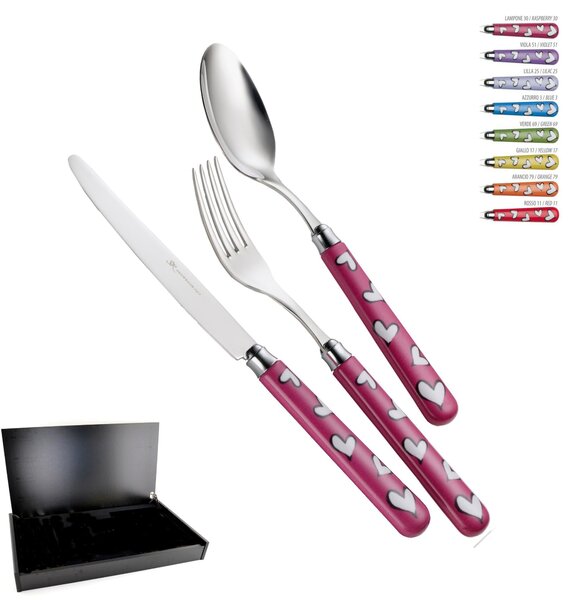 24-Piece EROS Cutlery Set in 18/10 Stainless Steel with Rounded Nylon Handle in Wooden Case