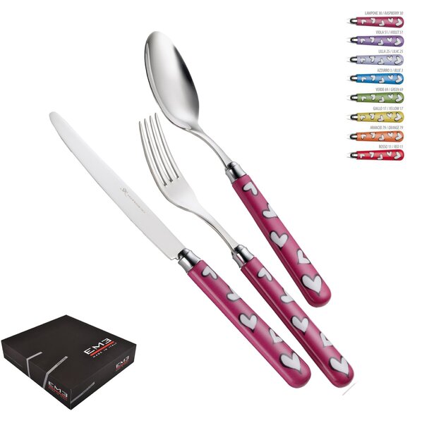 24 Piece EROS Cutlery Set in 18/10 Stainless Steel with Rounded Nylon Handle, Gift Box Included