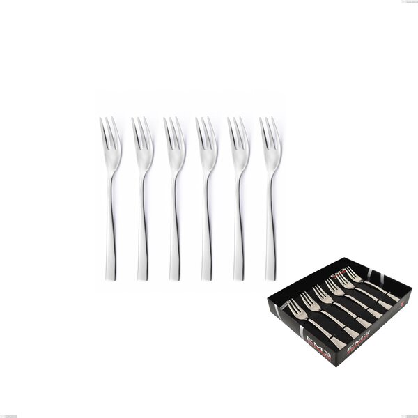 Etoile Inox 6 Small Dessert Forks in Showcase Box, 18/10 (AISI304), 4 mm Thickness, Mirror Polished Stainless Steel Finish