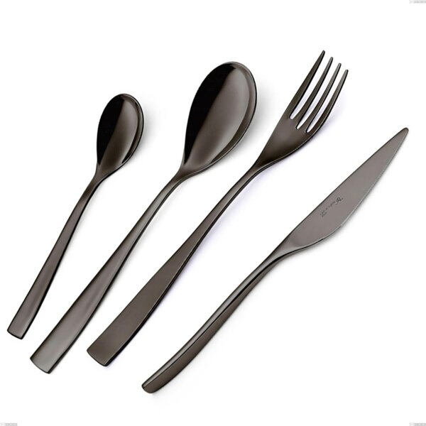 EtoIle PVD Black Fish Knife, Polished 18/10 Stainless Steel, 4 mm Thickness, 190 mm Length, PVD Black