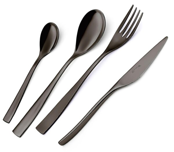 EtoIle PVD Black 2 Piece Salad Set in Display Box, Polished 18/10 Stainless Steel, 4 mm Thickness, PVD Black