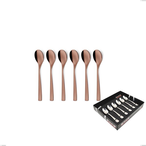 Set of 6 Etoile PVD Chocolate Mocha Spoons in Display Box, Polished 18/10 Stainless Steel, 4 mm Thickness, PVD Chocolate