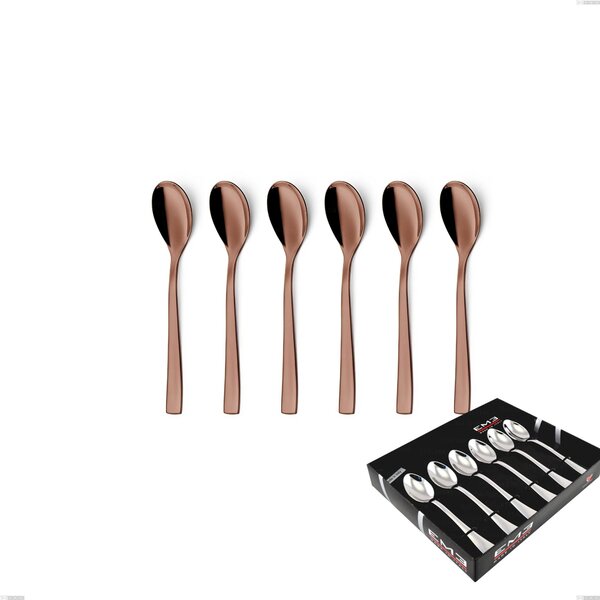 Set of 6 Etoile PVD Chocolate Coffee Spoons in Display Box, 18/10 Polished Stainless Steel, 4 mm Thickness, PVD Chocolate