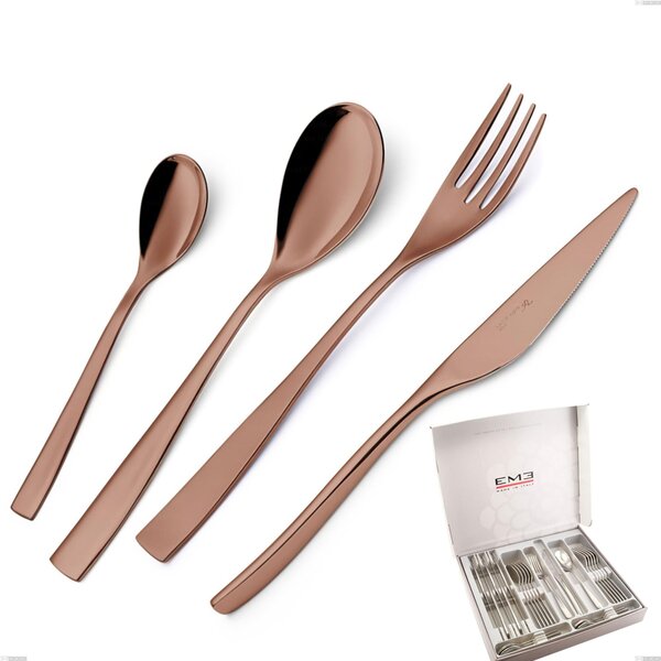 Etoile PVD Chocolate 24 Piece Cutlery Set in Gift Box, Polished 18/10 Stainless Steel, 4 mm Thickness, PVD Chocolate
