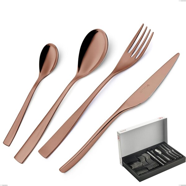 Etoile PVD Chocolate 30-piece cutlery set in panoramic packaging, 18/10 polished stainless steel, 4 mm thickness, PVD chocolate