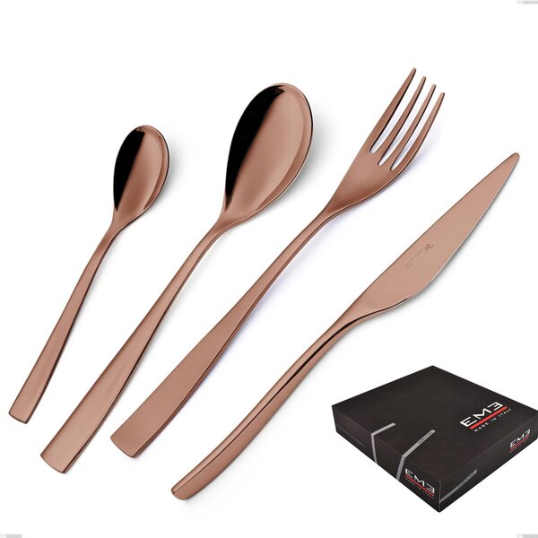 Etoile PVD Chocolate 49 Piece Cutlery Set in Gift Box, Polished 18/10 Stainless Steel, 4 mm Thickness, PVD Chocolate