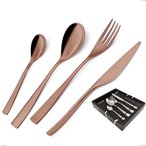 Etoile PVD Chocolate 24 Piece Cutlery Set in Showcase Box, Polished 18/10 Stainless Steel, 4 mm Thickness, PVD Chocolate