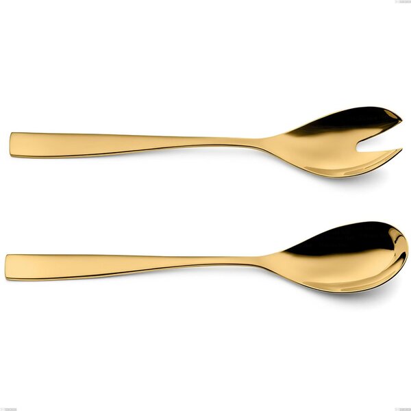 Etoile PVD Gold Salad Cutlery, Polished 18/10 Stainless Steel, 4 mm Thickness, 260 mm Length, Gold PVD