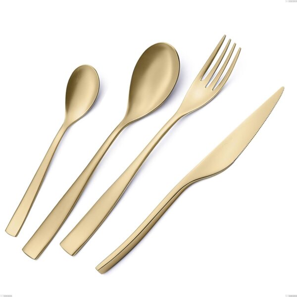 Etoile PVD Sandblasted Champagne Serving Spoon, Sandblasted 18/10 Stainless Steel, 4 mm Thickness, 260 mm Length, Champagne PVD