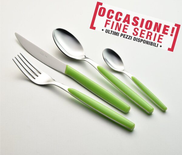 Dream Green Coloured Cutlery Set 24 Pieces for One Table Setting, Including 6 Knives, 6 Forks, 6 Spoons, 6 Teaspoons, Made of 18/0 Stainless Steel (AISI430) Nickel Free