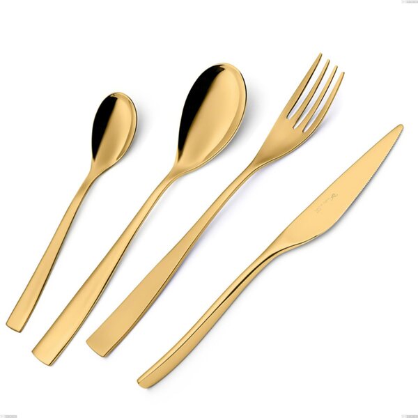 Etoile PVD Gold Table Spoon, Polished 18/10 Stainless Steel, 4 mm Thickness, 220 mm Length, Gold PVD