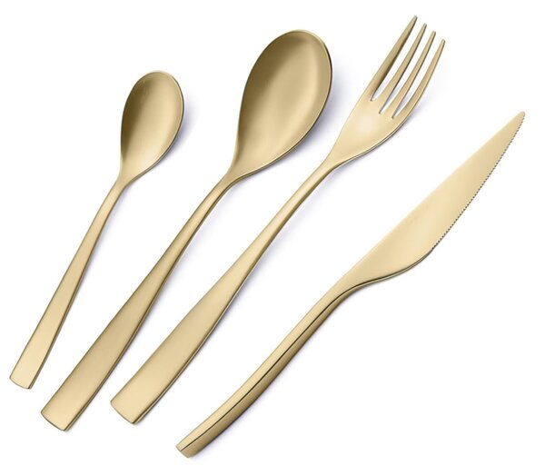 Etoile PVD Sandblasted Champagne 24 Piece Cutlery Set in Gift Box, 18/10 Sandblasted Stainless Steel, 4 mm Thickness, Champagne PVD