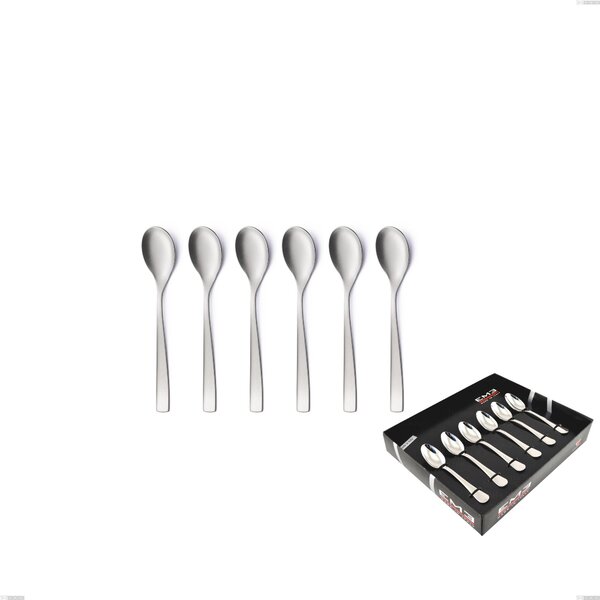 Set of 6 Etoile Sandblasted Moka Spoons in Showcase Box, Sandblasted Stainless Steel 18/10 (AISI304)