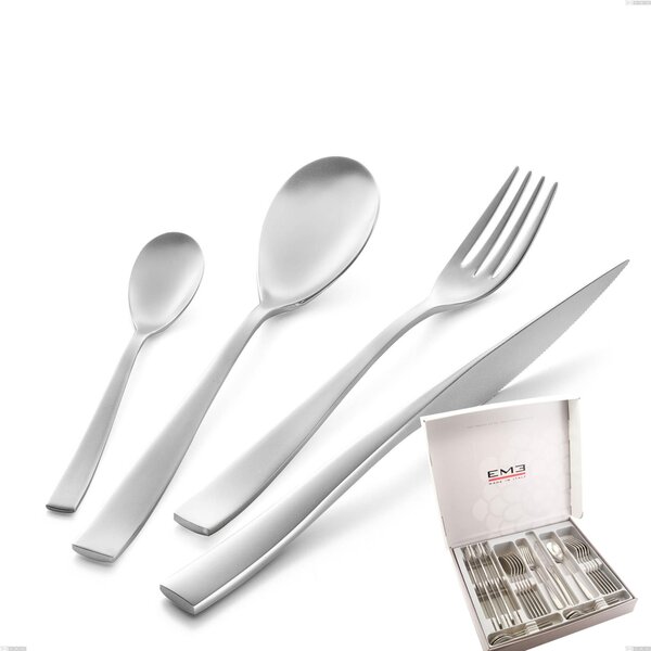 Etoile Sandblasted 24 Piece Cutlery Set in Box, Sandblasted Stainless Steel 18/10 (AISI304) Etoile Sandblasted