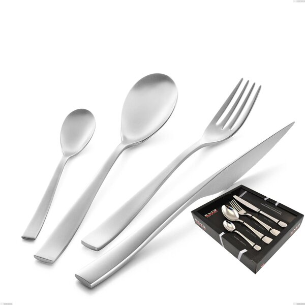 ETOILE Sandblasted 24 Pieces Cutlery Set in 18/10 Stainless Steel 4 mm Thickness with Display Box