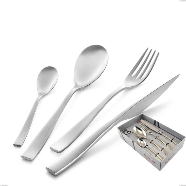 Etoile Sandblasted 16-Piece Cutlery Set in Display Box, Sandblasted Stainless Steel 18/10 (AISI304) Etoile Sandblasted