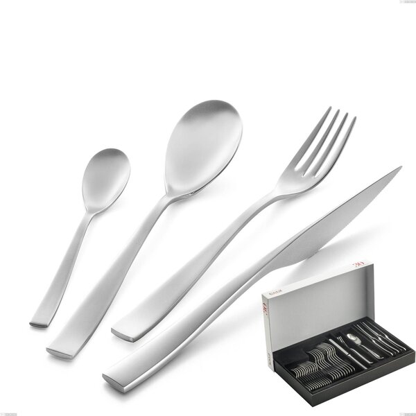 Etoile Sandblasted 30-Piece Cutlery Set in Panoramic Packaging, Sandblasted Stainless Steel 18/10 (AISI304) Etoile Sandblasted
