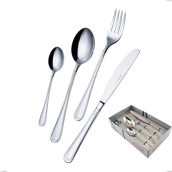 Euro 16-piece cutlery set in showcase box, economical knife, 18/10 (AISI304), 2.00 mm thickness