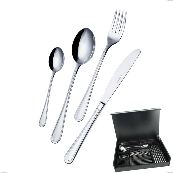 51-Piece Cutlery Set in Wooden Case with Cheap Euro Knife, 18/10 (AISI304), 2.00 mm Thickness Name: Euro