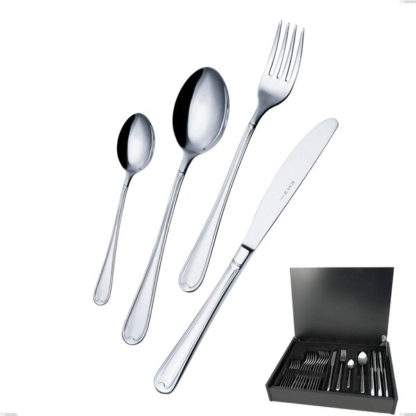 24 Piece Cutlery Set in Wooden Case, Euro, Economical Knife, 18/10 (AISI304), 2.00 mm Thickness