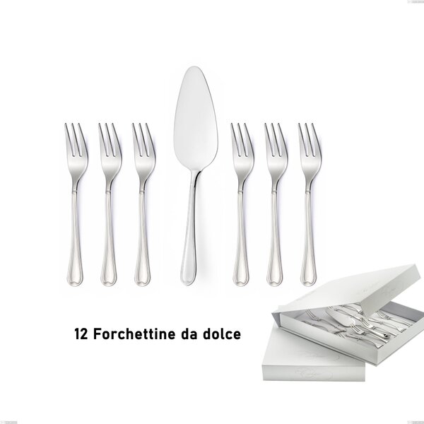 13-piece dessert cutlery set, small forks and dessert spatula Euro in book-style case, 18/10 (AISI304), 2.00 mm thickness