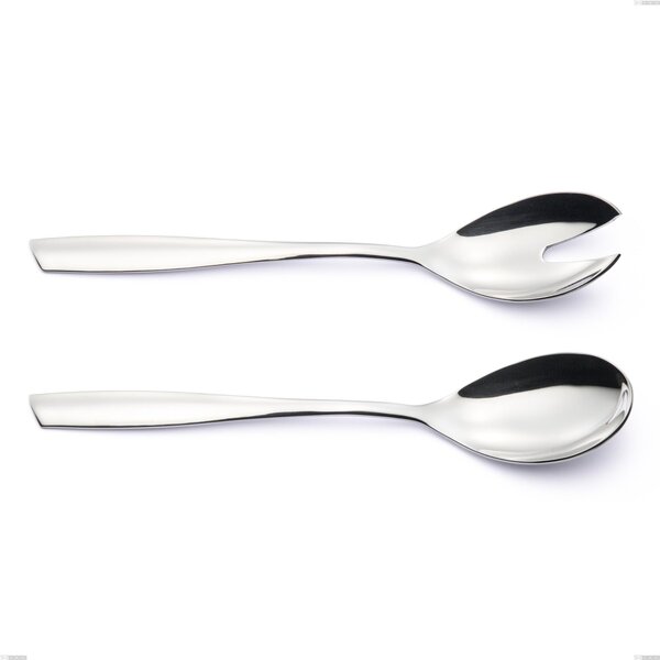 Eleven Salad Cutlery Pair, (18.10 aisi304 stainless steel), 2.5 mm thickness, 253 mm length, mirror polished stainless steel