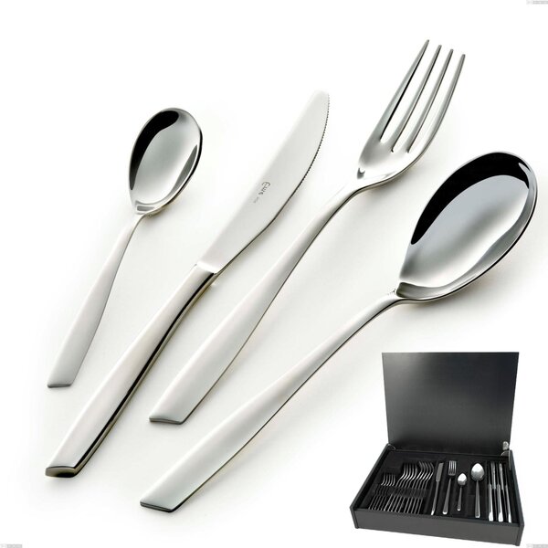 Eleven 24 Piece Cutlery Set in Wooden Case, (18.10 AISI304 Stainless Steel), 2.5 mm Thickness Mirror Finish