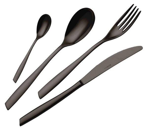 Eleven PVD Black 24 Piece Cutlery Set in Space-Saving Package, Stainless Steel 18.10, 2.5 mm Thickness