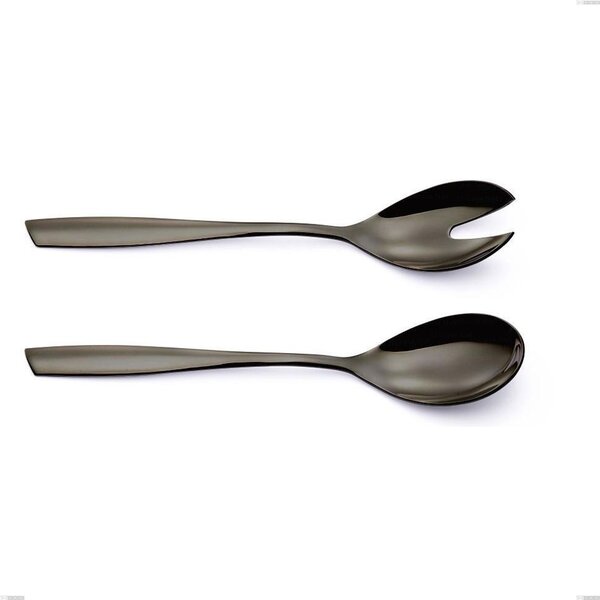 Stainless Steel 18/10 PVD Black Eleven Salad Cutlery Set, Length 253 mm, Thickness 2.5 mm, Black