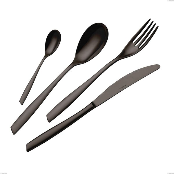Eleven PVD Black Stainless Steel 18/10 Serving Fork, PVD Black, Length 252 mm, Thickness 2.5 mm, Black